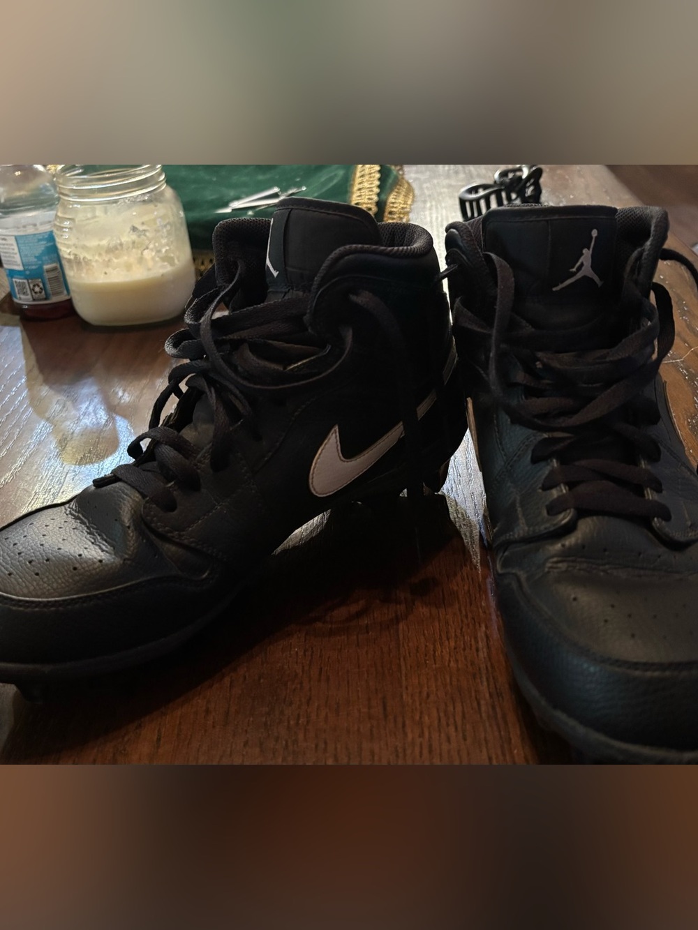 Nike Air Jordan 1 Mid TD Football Cleats Black White FJ6805-001 Men’s Size 10